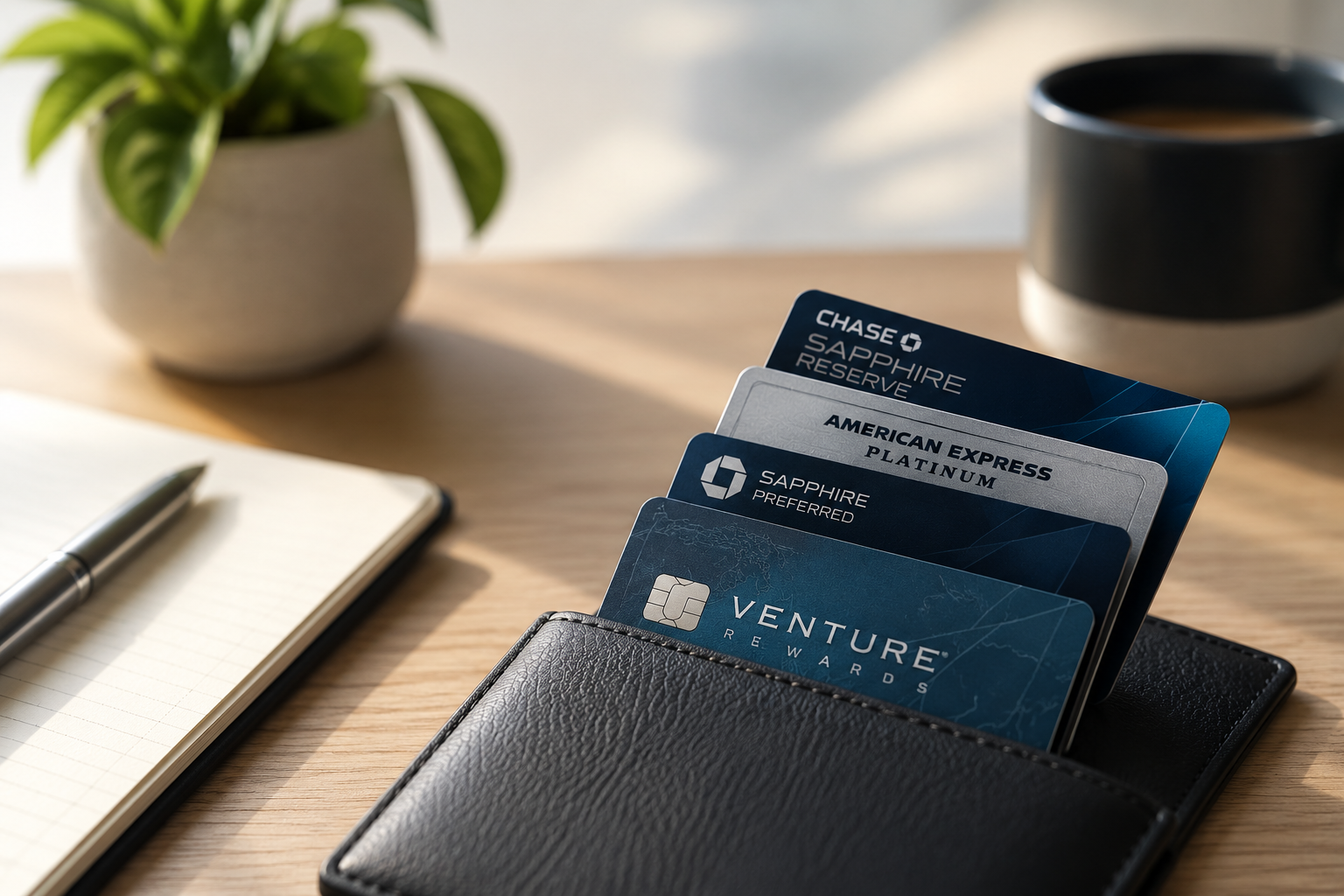 A person weighing a stack of credit cards in their wallet